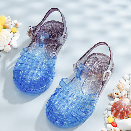 Children's Jelly Baotou Princess Shoes Soft Sole Hollow Color Matching Beach Summer