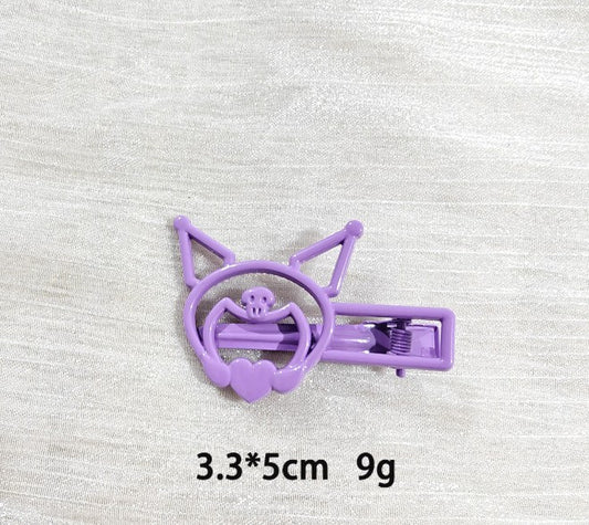 Cartoon cream hair clip-skull-purple-zinc alloy-1 piece