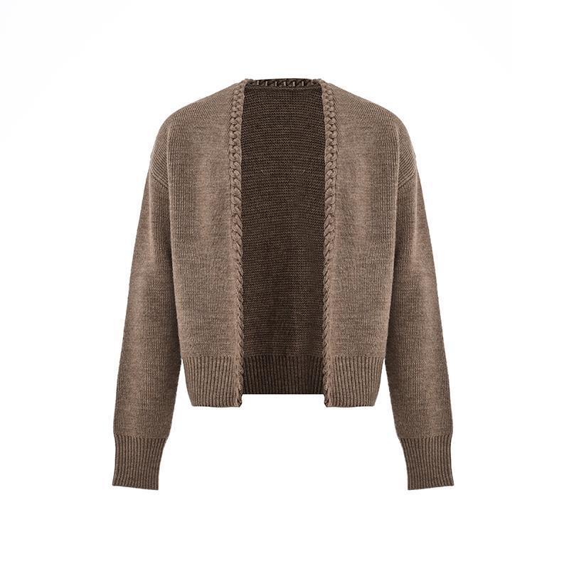 Heavy Handmade Wool Cardigan With Collar Wide Coat