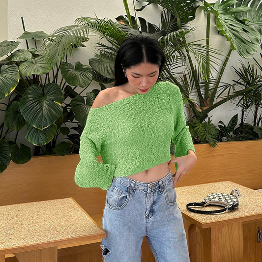 Women's Autumn Leisure Solid Color Hollow-out Loose Top