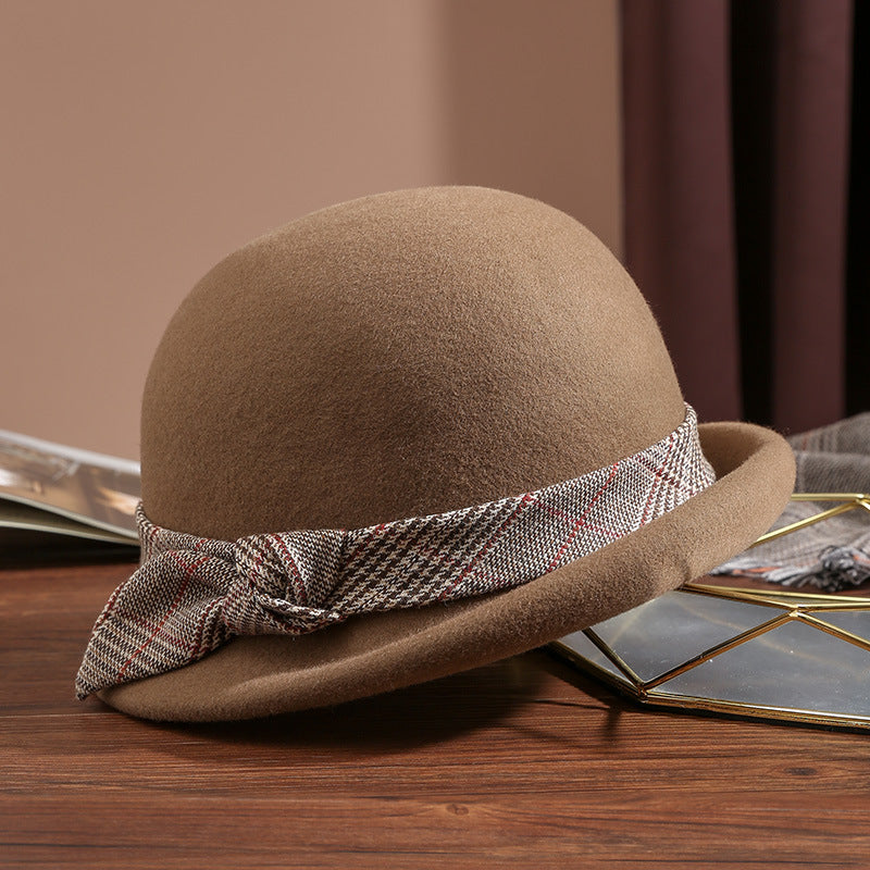 Elegant Retro Bucket Hat All-matching Woolen Gift