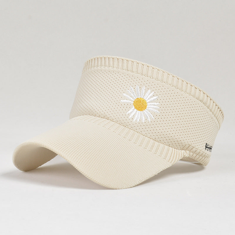 Women's Summer Small Daisy Baseball Cap Outdoor Sports Knitted Empty Top Sunscreen