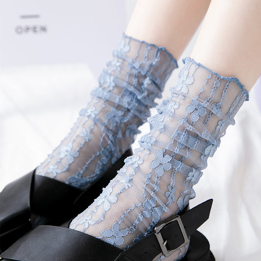 Japanese Lace Small Flower Stockings Thin Hollow Net Stockings