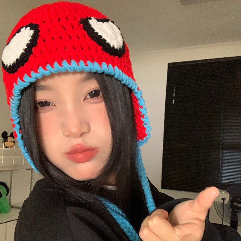 Autumn And Winter Pullover Cartoon Cute Funny Ear Protection Hand-woven Wool Hat