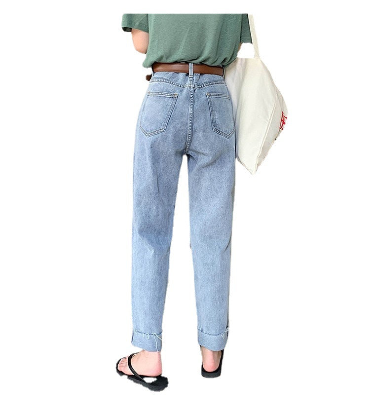 Ripped Pants Loose Bf Dad High Waist