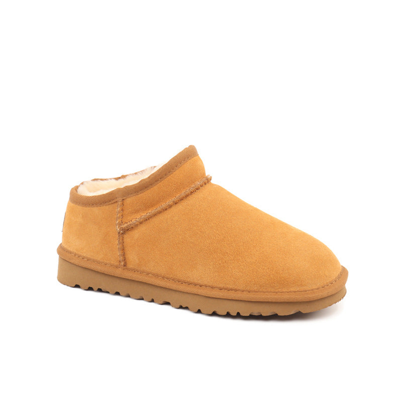 Lazy Shoes One Pedal Leather Snow Boots Women Henan Sangpo Fur One