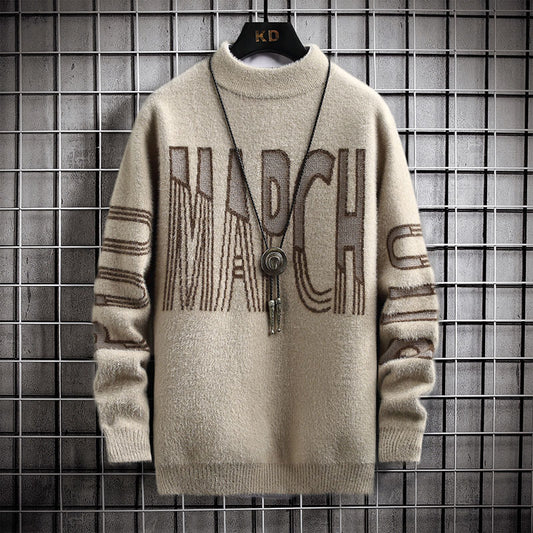 Mænds Forår Og Efterår Ny Stil Mink Fløjl Halv Turtleneck Sweater