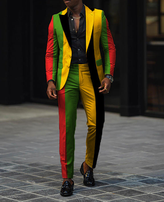 Men's Formal Wear Advanced Sense Contrast Color Fit Comfortable Three Piece Suit