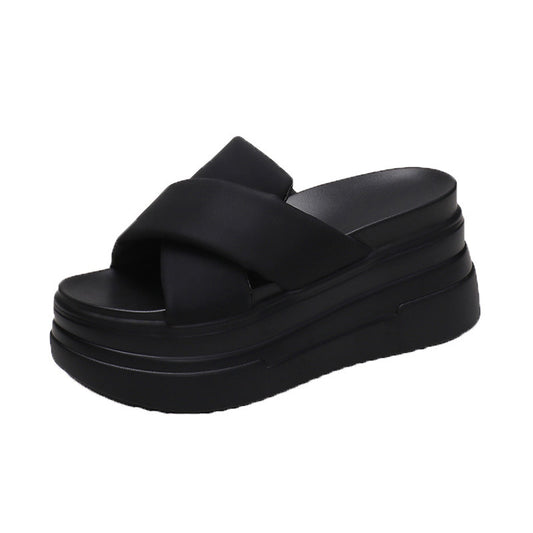 Sandaler til kvinder med tyk sål og rund tå til sommer