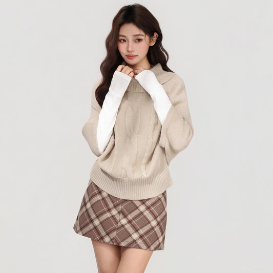 Women's High-neck Short-sleeve Sweater