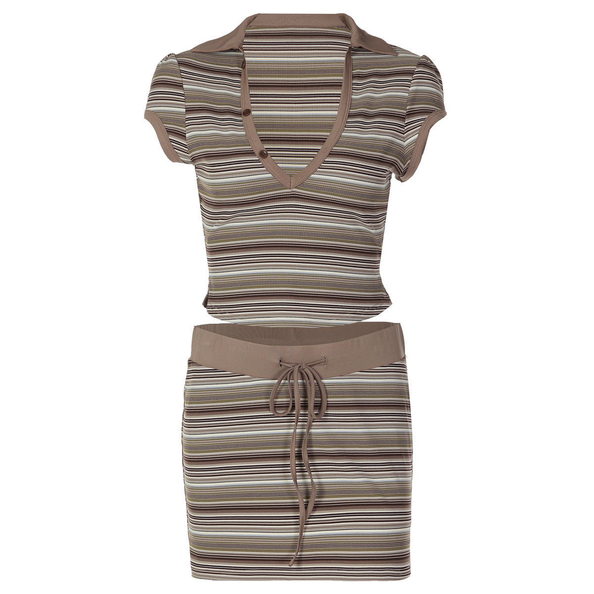 Womens Striped Tube Top And Skirt Set