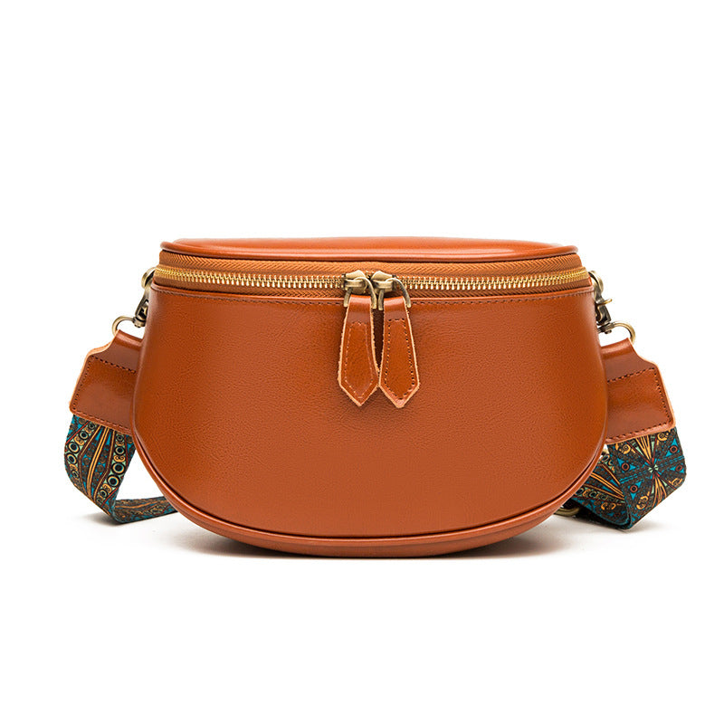 Oil Wax Leather One Shoulder Crossbody Bag Texture Foreign Style