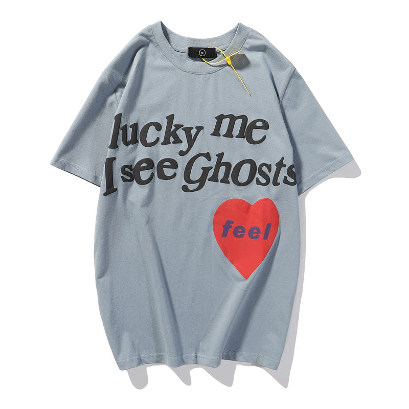 Washed Vintage Distressed Heart Letter High Street Short Sleeve T-Shirt