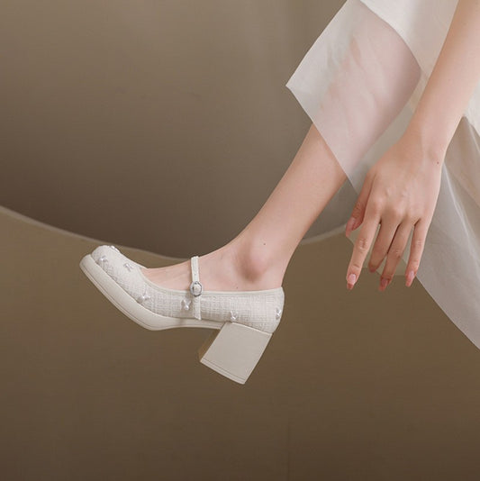 Women's Fashion Retro Chunky Heel Shoes