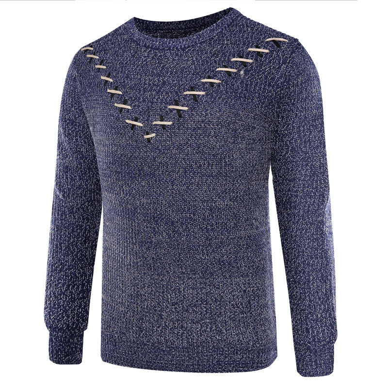 Strikket Sweater til Mænd med Brystbånd-udsmykning