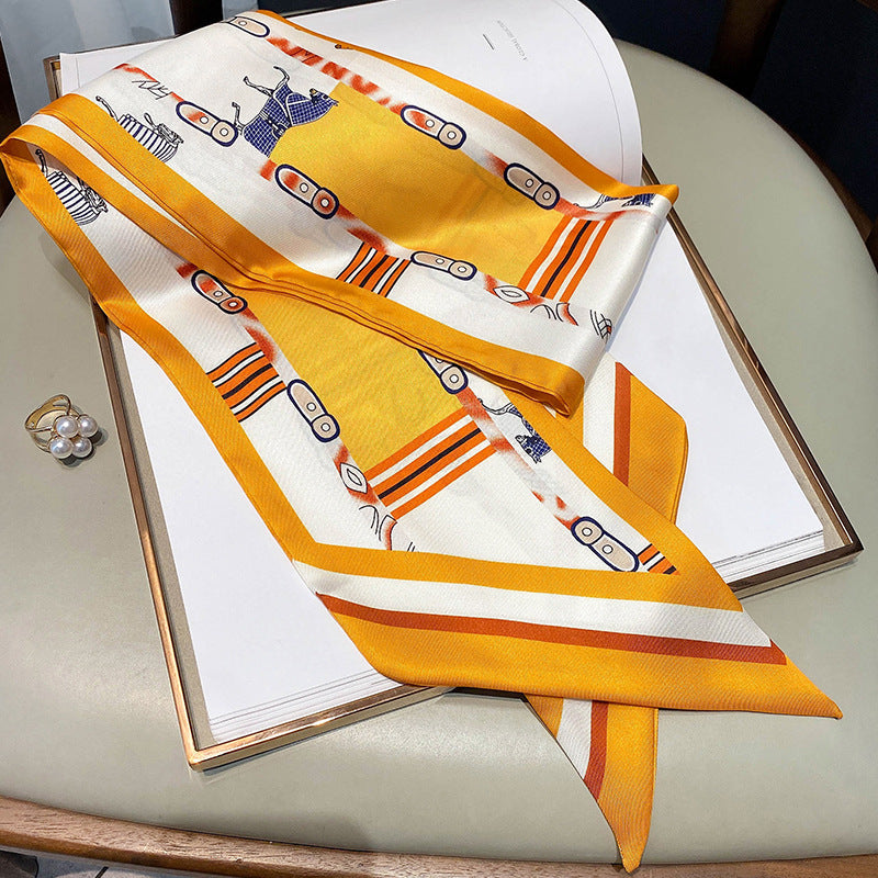 New Style Printed Silk Scarf Women's Fashion Double-sided Warm