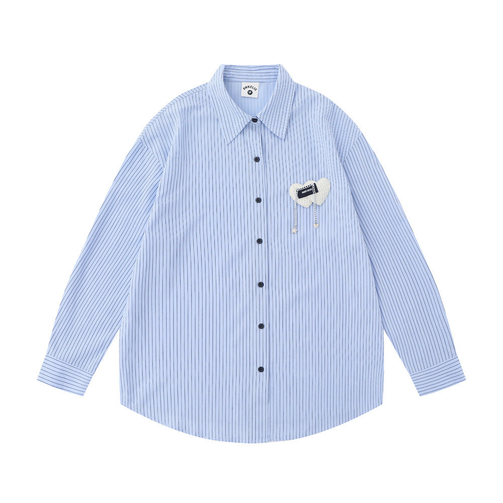 Japanese Minority Trendy Brand Pinstripe Long-sleeved Shirt