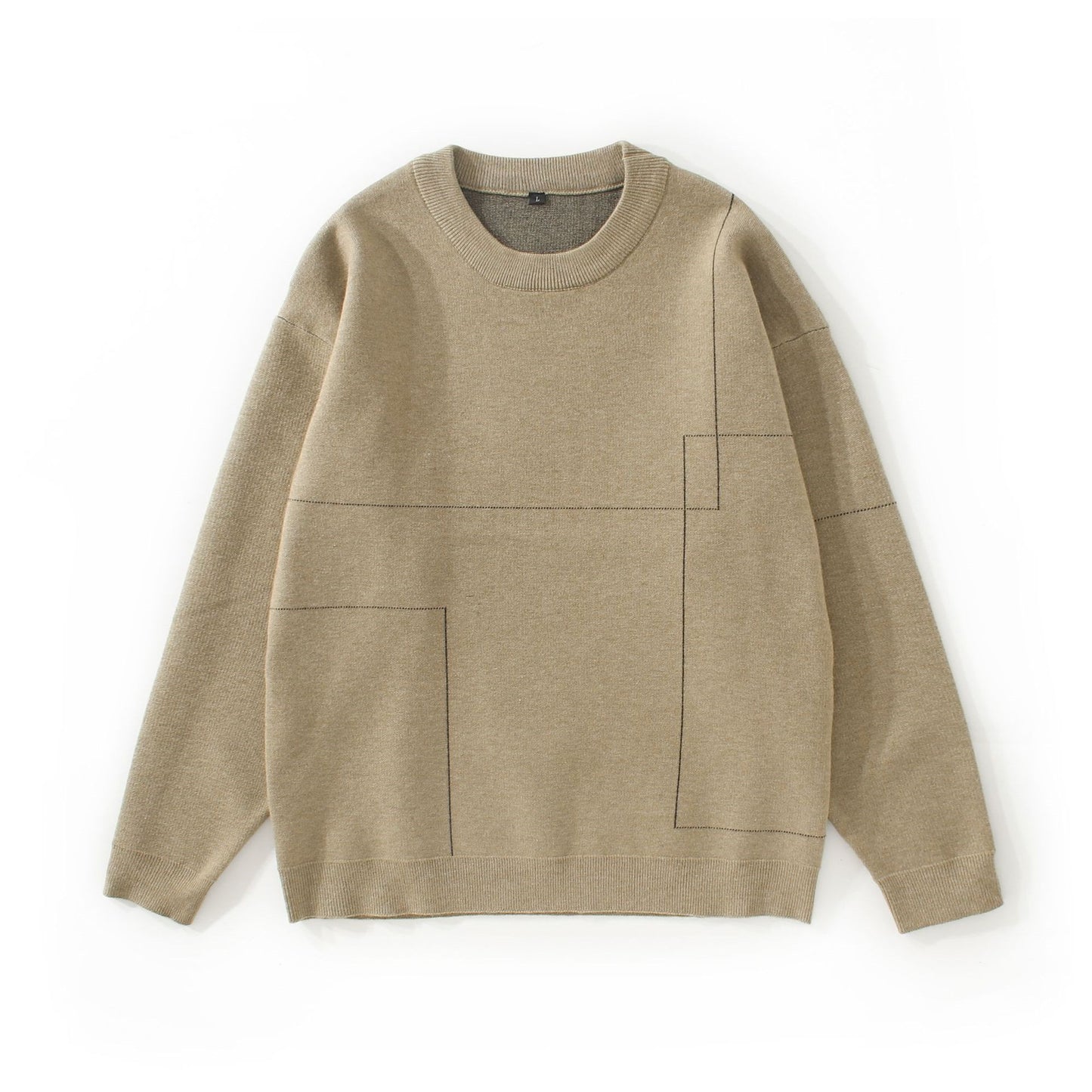 Uregelmæssige linjer, rundhalset langærmet sweater til mænd