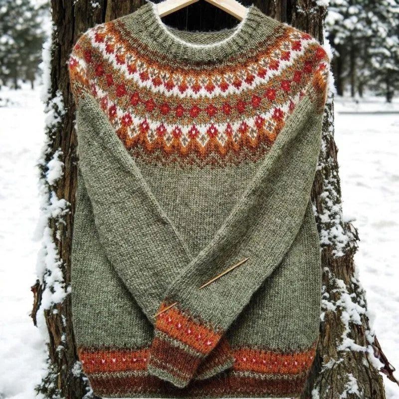 Women's Round Neck Multi-color Loose Fashion Pullover Sweater