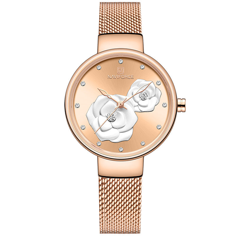 Casual fashion steel belt quartz female watch