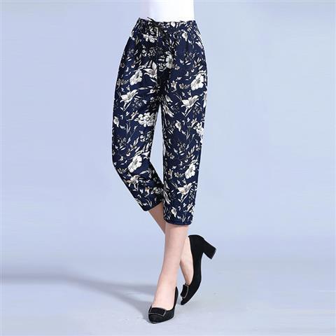 Loose Straight-leg Mother's Floral Pants
