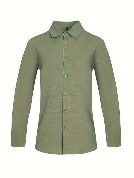 Loose Colored Lapel Long-sleeved Casual Men's Shirt For Teenagers