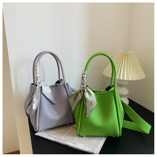 Korean Version Scarf Diagonal Handbag Litchi Grain