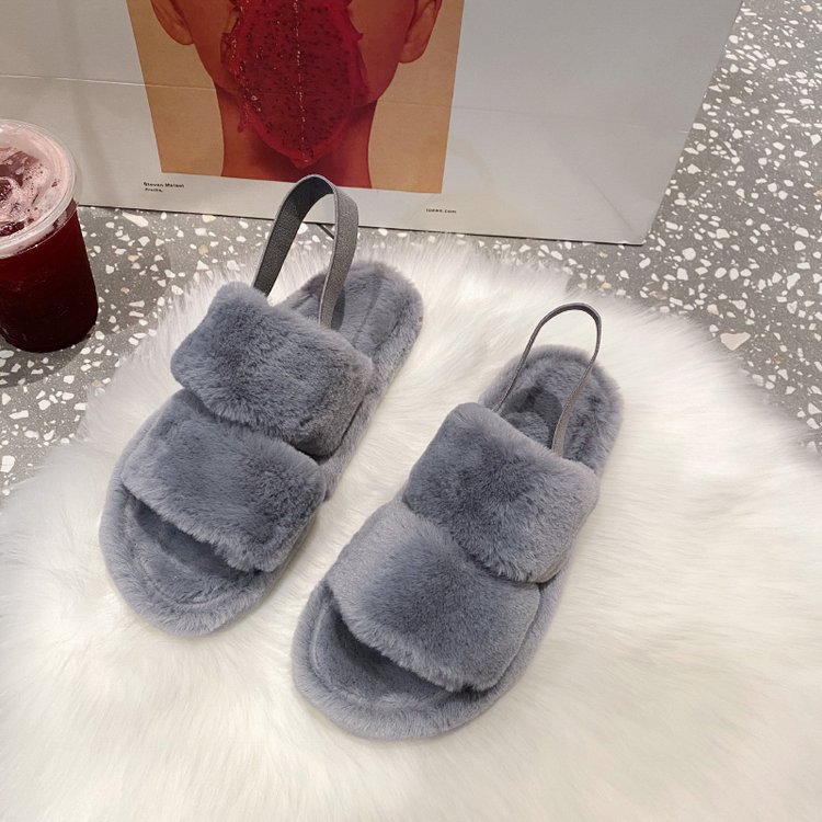 Flat all-match cute thick-soled wool slippers