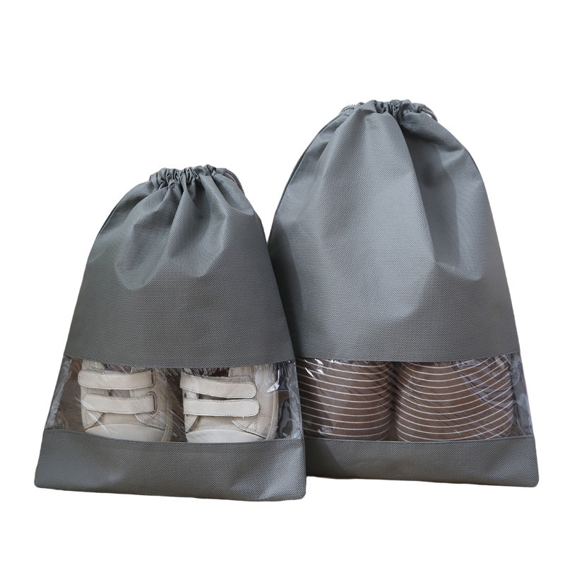 Non Woven Travel Transparent Dustproof Portable Drawstring Shoe Bag