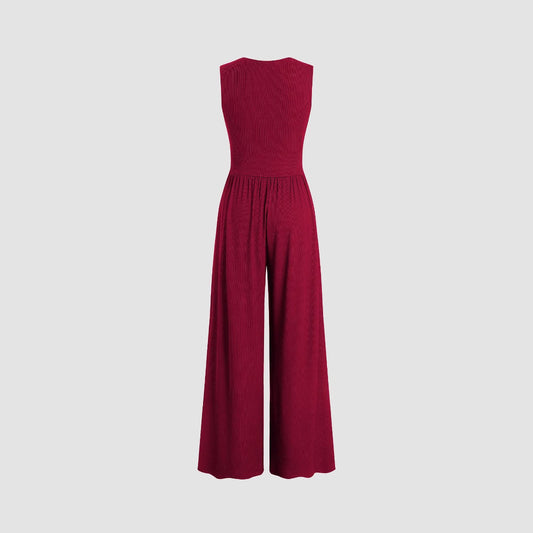 European And American New Sleeveless Knitted Jumpsuit