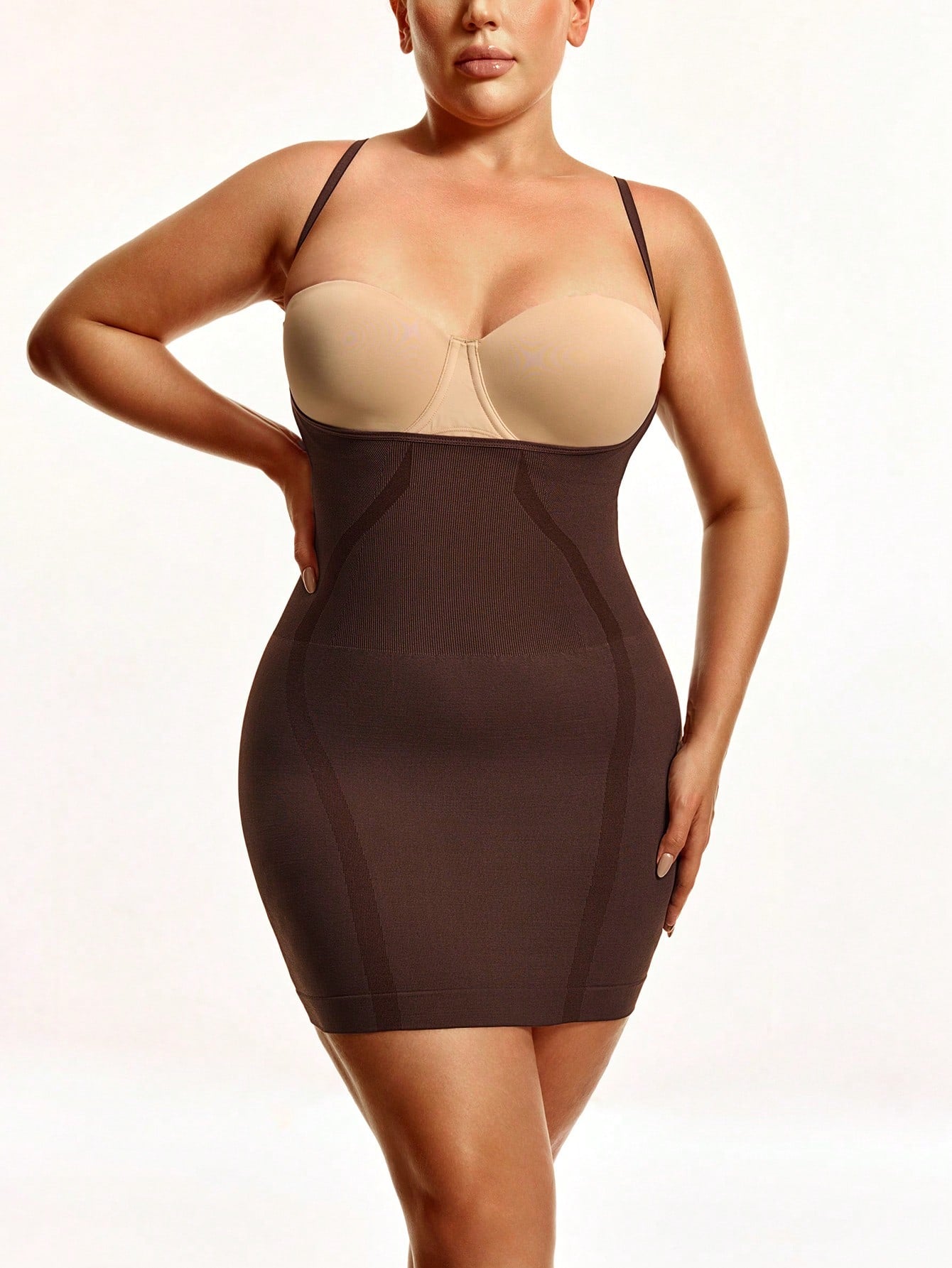 Women's Firm Control Full Coverage Shapewear Dress - Open-Bust Design With Adjustable Straps