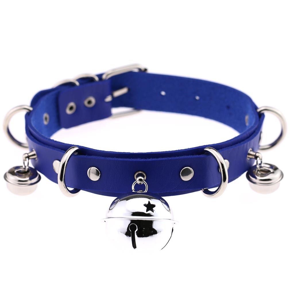 Sexy Harajuku Handmade Gothic Choker trend punk Leather Collar belt Necklace with bells club party goth jewelry wholesale