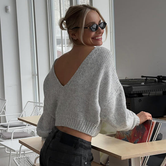 European And American Idle Style Solid Color Sweater Casual