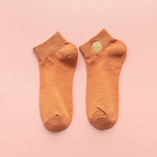 Cartoon embroidery summer thin short cotton socks