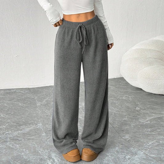 Loose-fitting Straight-leg Wide-leg Pants With A Tie Waist