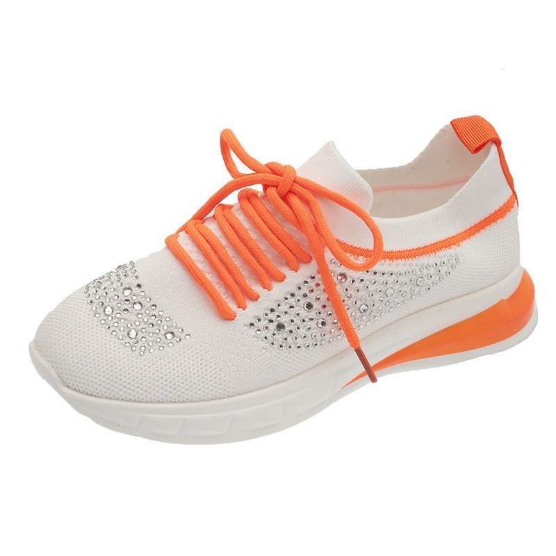 Sommer ny stil Rhinestone Casual Sko Dame Gåsko Strømpe Sportssko
