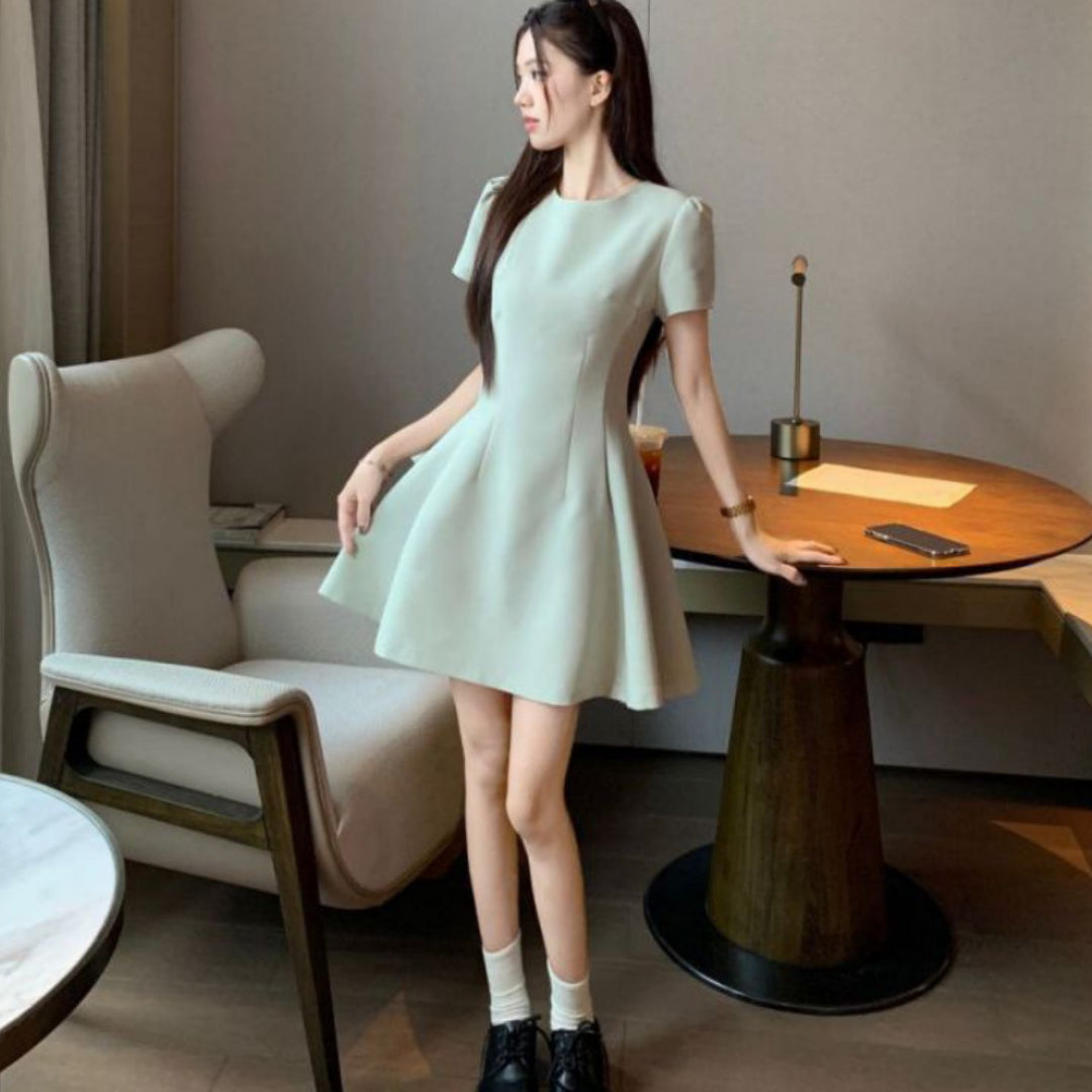 Women's Solid-Colored Casual All-Match Short-Sleeve Dress