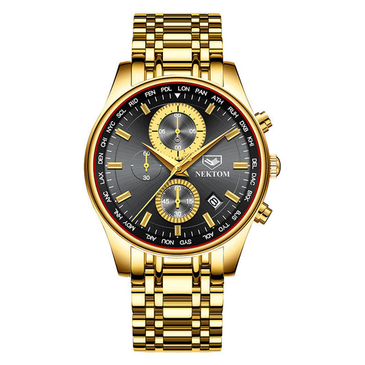 New Men's Quartz Watch, Multi-functional Fashion Waterproof Watch