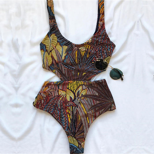 Ladies One Piece Swimsuit Rainforest Print