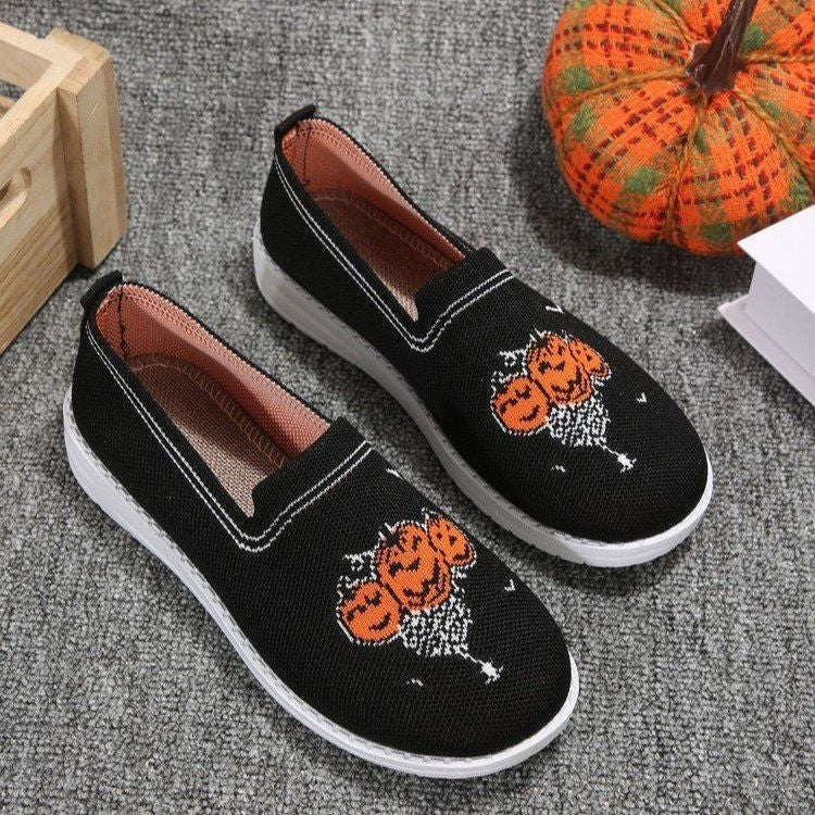 Women's Fashion Casual Fly-kit Mesh Shallow Mouth Round Toe Flat Bottom Shoes