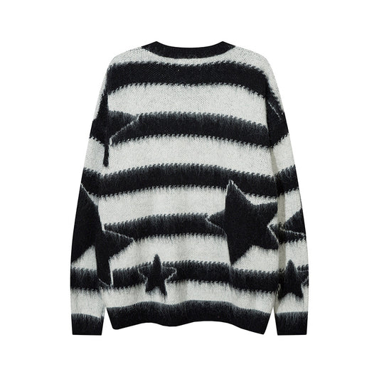 Hip Hop Retro Contrast Color Striped Sweater