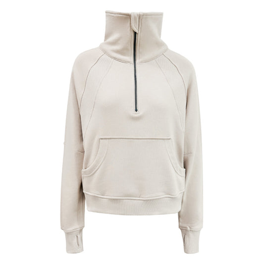 Women's High Collar Warm Thin Velvet Zipper Outerwear Sweater