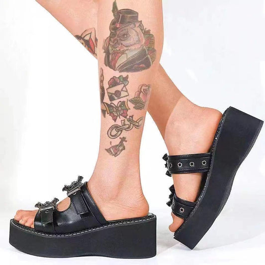 Outer Wear Large Size Round Head Fish Mouth Sponge Cake Bottom Sandals