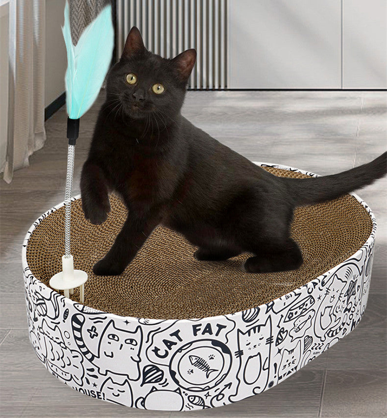 Oval Cat Scratch Board Nest Corrugated Paper Cat Scratch Toy
