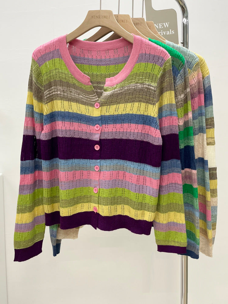 Women's Colorful Sweater Cardigan Spring New V-neck