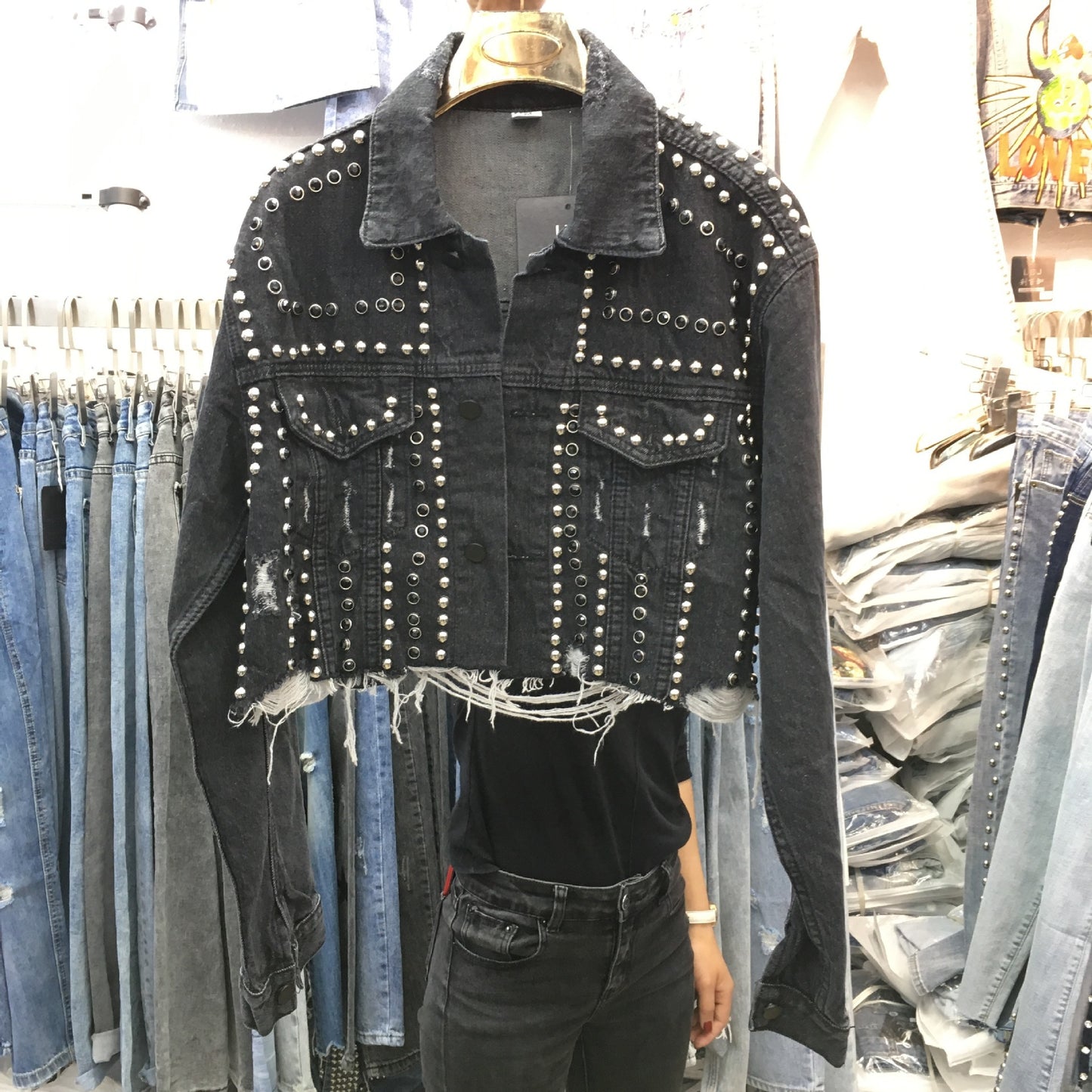 Heavy-duty Rivet-encrusted Denim Jacket