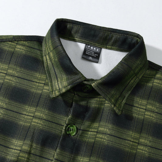 Hooded Plaid Shirt Men's Loose Casual Jacket Student