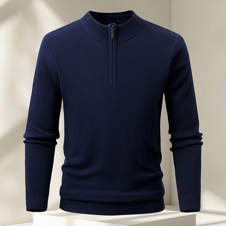 Men's Half-zip Knit Sweater Pullover Solid Color