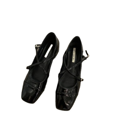 Women's Red Cross Buckle Mary Jane Shoes