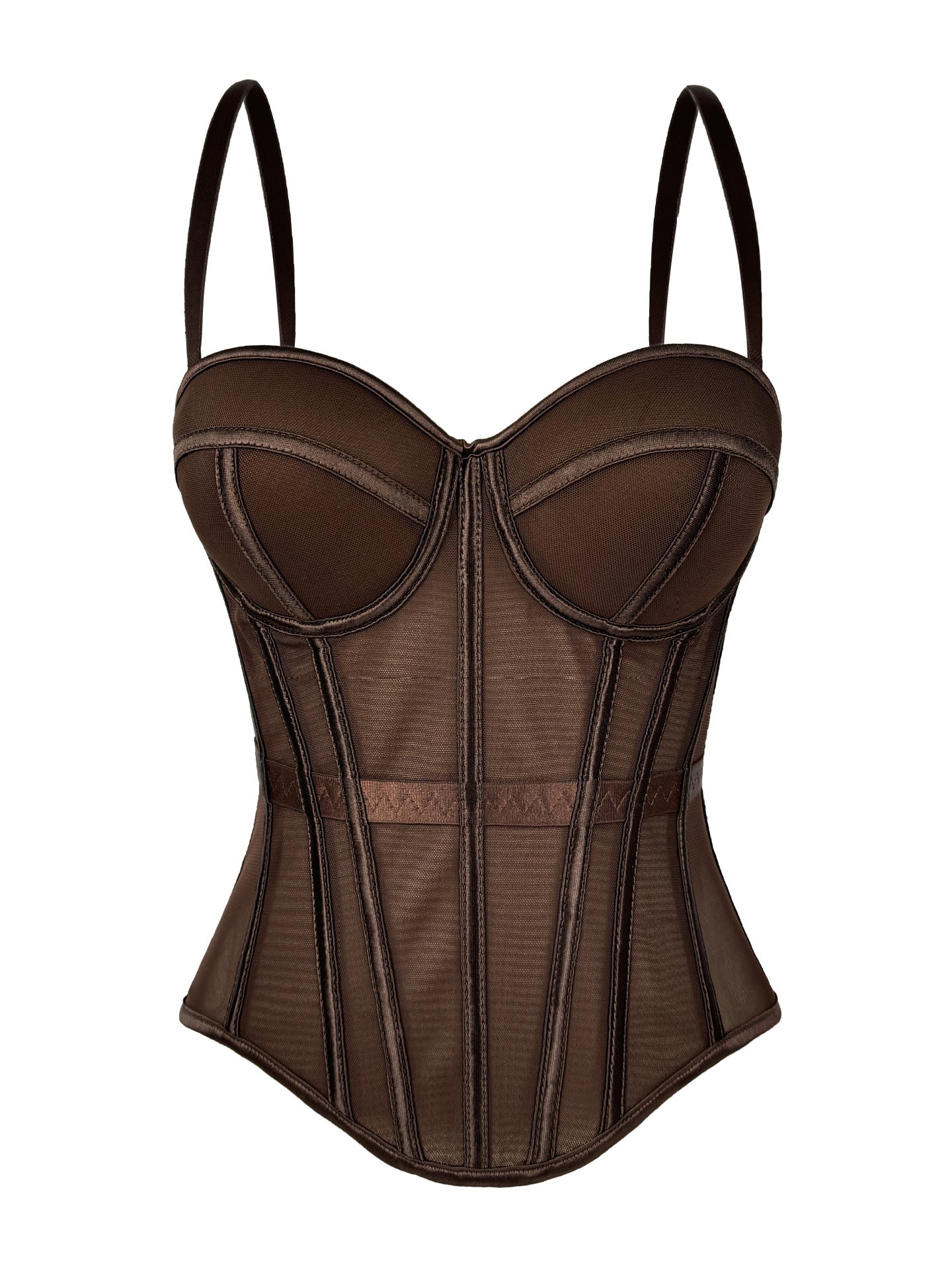European And American Solid Color Fashion Fishbone Corset Waist-tight Slimming Mesh Camisole